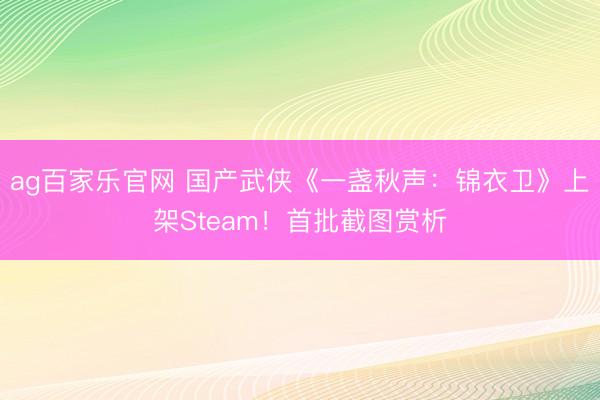 ag百家乐官网 国产武侠《一盏秋声：锦衣卫》上架Steam！首批截图赏析