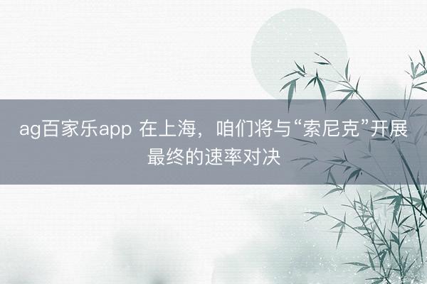 ag百家乐app 在上海，咱们将与“索尼克”开展最终的速率对决