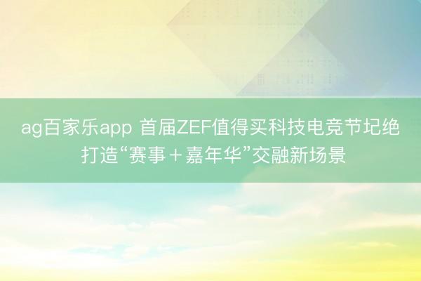 ag百家乐app 首届ZEF值得买科技电竞节圮绝 打造“赛事＋嘉年华”交融新场景