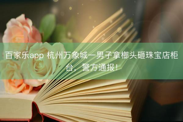 百家乐app 杭州万象城一男子拿榔头砸珠宝店柜台，警方通报！
