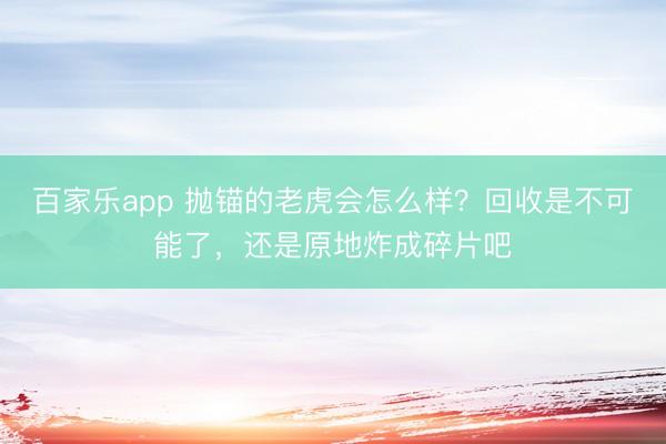 百家乐app 抛锚的老虎会怎么样？回收是不可能了，还是原地炸成碎片吧