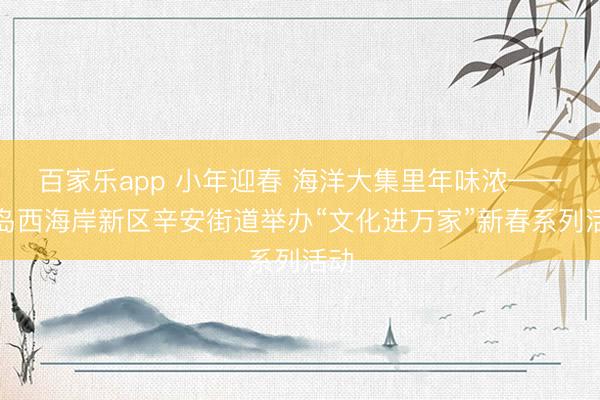 百家乐app 小年迎春 海洋大集里年味浓——青岛西海岸新区辛安街道举办“文化进万家”新春系列活动