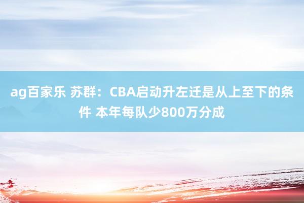 ag百家乐 苏群：CBA启动升左迁是从上至下的条件 本年每队少800万分成
