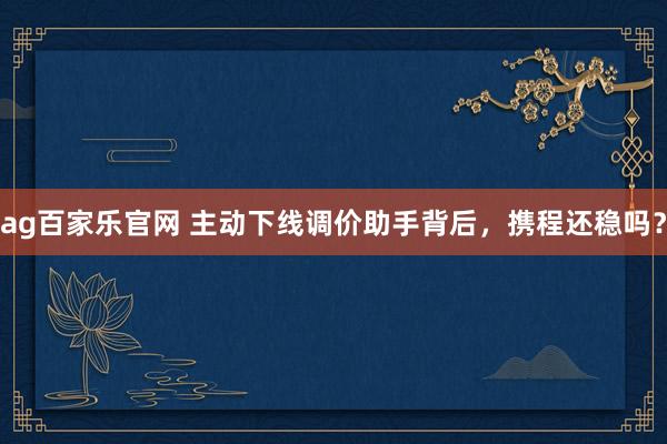 ag百家乐官网 主动下线调价助手背后，携程还稳吗？