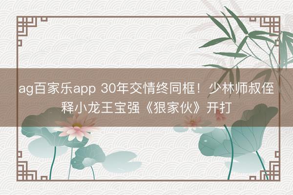 ag百家乐app 30年交情终同框！少林师叔侄释小龙王宝强《狠家伙》开打