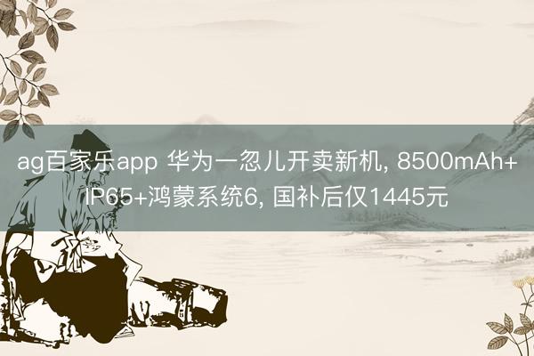 ag百家乐app 华为一忽儿开卖新机, 8500mAh+IP65+鸿蒙系统6, 国补后仅1445元