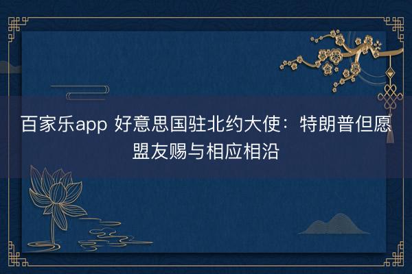 百家乐app 好意思国驻北约大使:特朗普但愿盟友赐与相应相沿