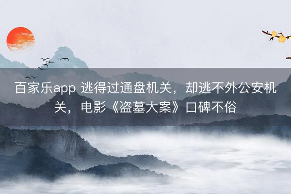 百家乐app 逃得过通盘机关，却逃不外公安机关，电影《盗墓大案》口碑不俗
