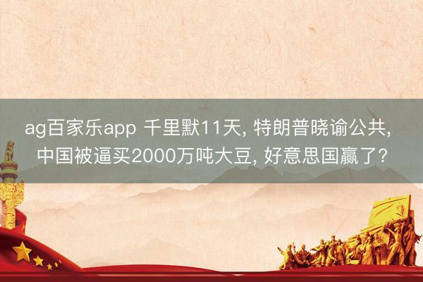 ag百家乐app 千里默11天, 特朗普晓谕公共, 中国被逼买2000万吨大豆, 好意思国赢了?