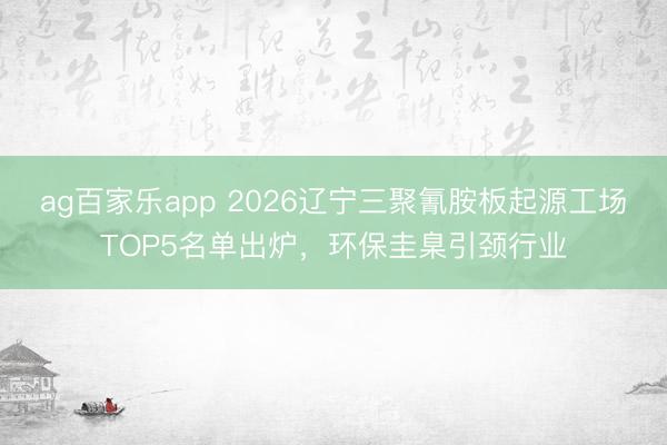 ag百家乐app 2026辽宁三聚氰胺板起源工场TOP5名单出炉，环保圭臬引颈行业