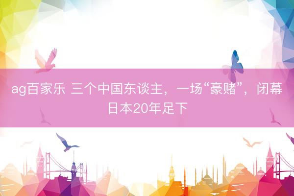 ag百家乐 三个中国东谈主，一场“豪赌”，闭幕日本20年足下