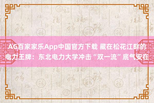 AG百家家乐App中国官方下载 藏在松花江畔的电力王牌：东北电力大学冲击“双一流”底气安在
