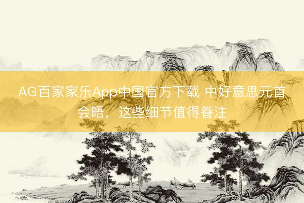 AG百家家乐App中国官方下载 中好意思元首会晤，这些细节值得眷注