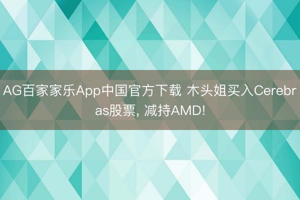 AG百家家乐App中国官方下载 木头姐买入Cerebras股票， 减持AMD!